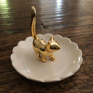 Gold Cat Jewelry & Ring Dish